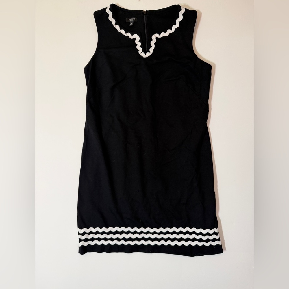 Talbots Black Mini Dress with White Trim